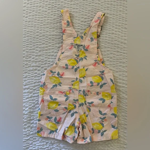 Toddler Lemon Print Shortalls - Picture 3 of 3